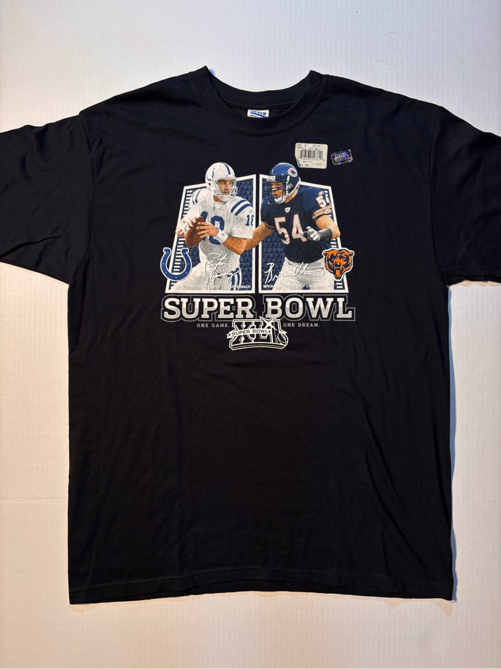 Vtg NFL Super Bowl XLI Colts Bears Peyton Manning Brian Urlacher T-Shirt Sz XL